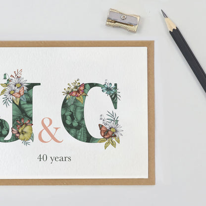 j and c 40 year anniversary card